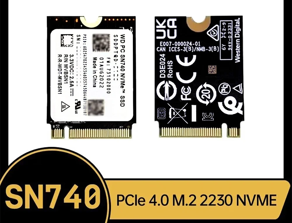 Накопичувач SSD Western Digital SN740 2TB 2230 M.2 NVMe 5150MB/s PCIe Gen4x4 for PC, Microsoft Surface Pro, Steam Deck, фото №1
