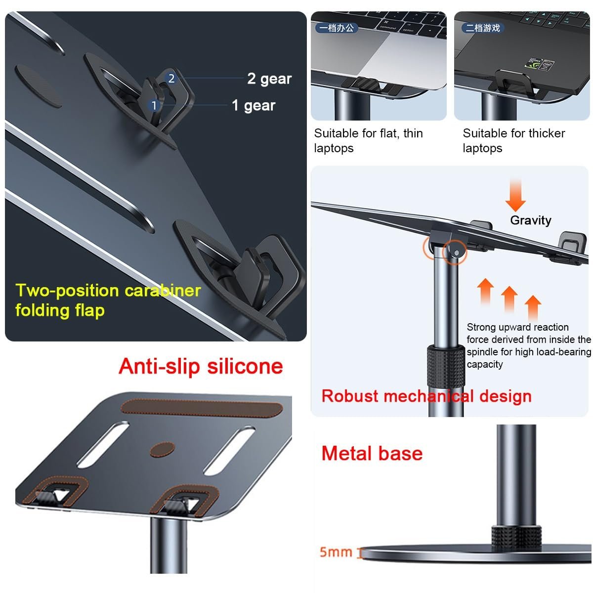 Регулируемая Подставка для Ноутбука, Универсальная Подставка для Проектора, Эргономичная Подставка для дома, офиса, для положения стоя и сидя, регулируемая высота 55 см - 101.6 см, фото №4