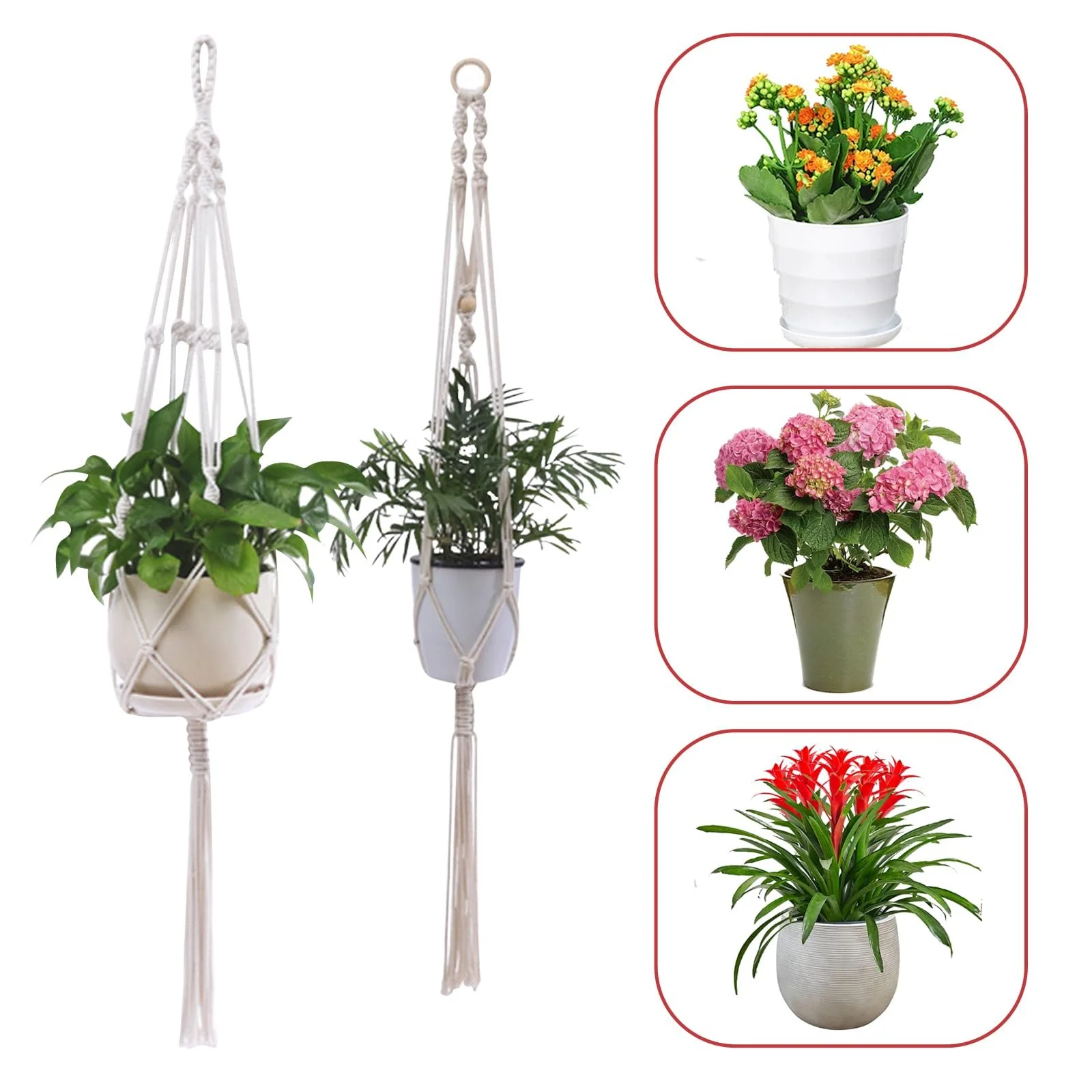 Подвесы для растений Macrame Набор из 2 шт. Хлопок, фото №6