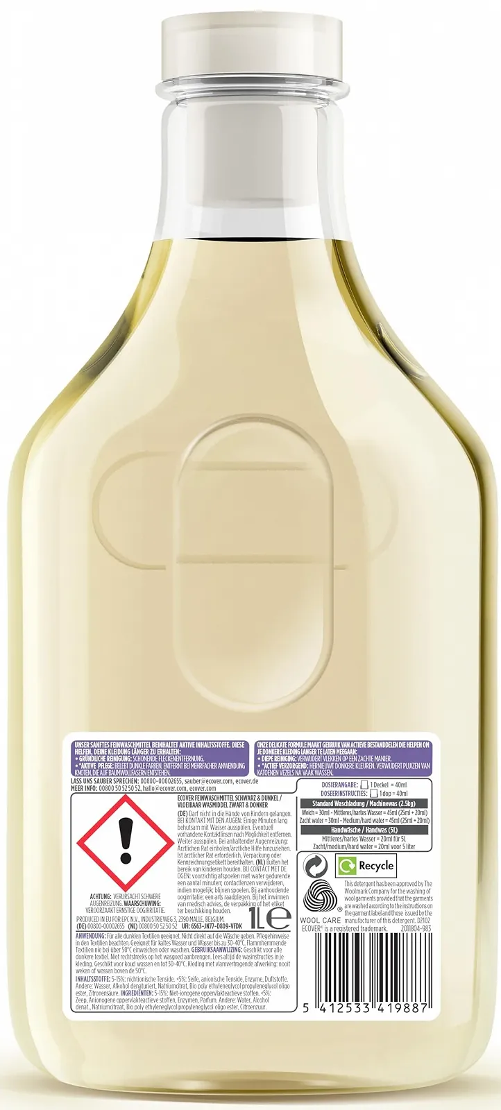 Гель для стирки Ecover Black & Dark Mild Лайм и Лотос, 1 л, фото №2 Гель для стирки Ecover Black & Dark Mild Лайм и Лотос, 1 л, фото №2