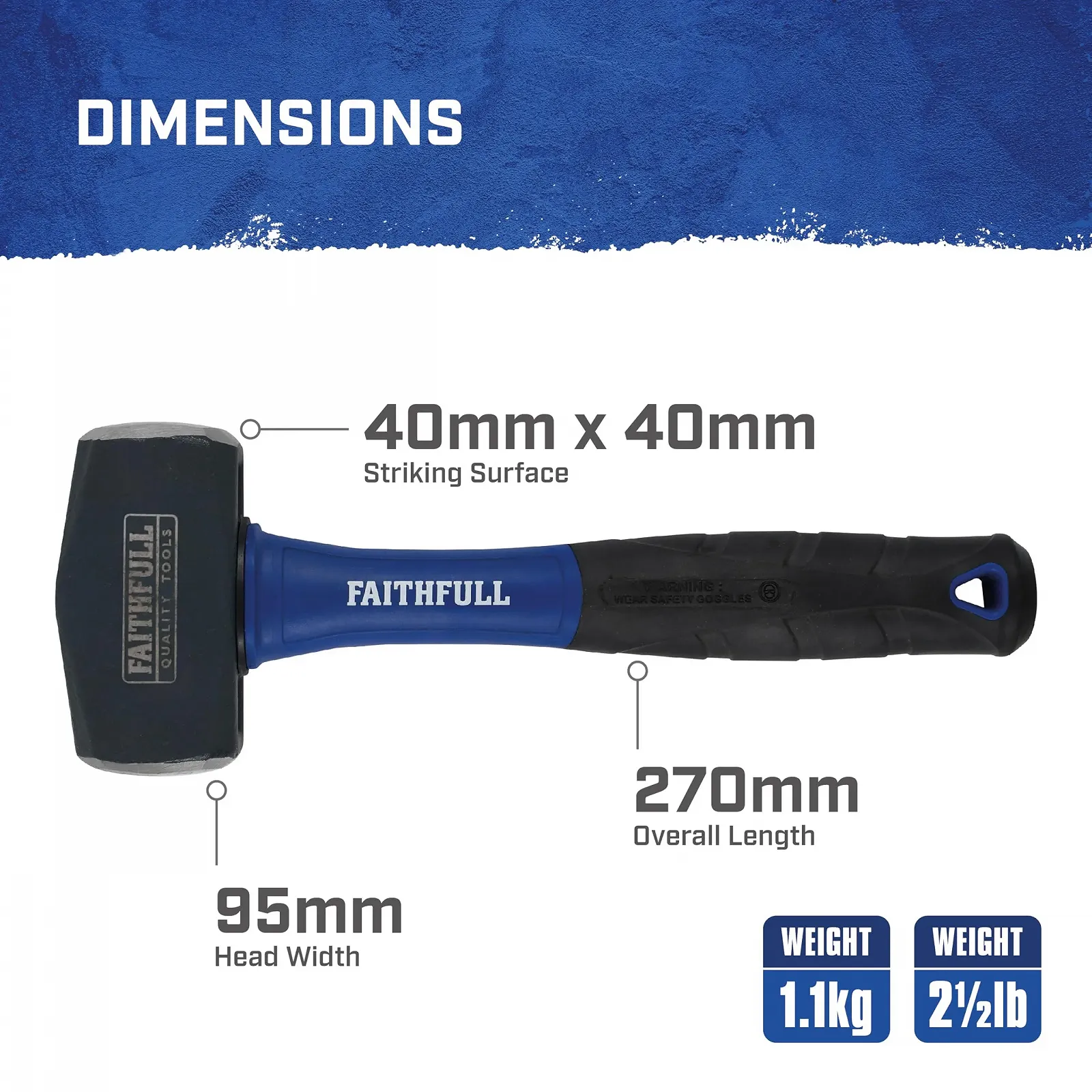Кувалда Faithfull FiGLass FAIFG212 1,13 кг (2,5 фунта) с фибергласовой ручкой, фото №2 Кувалда Faithfull FiGLass FAIFG212 1,13 кг (2,5 фунта) с фибергласовой ручкой, фото №2