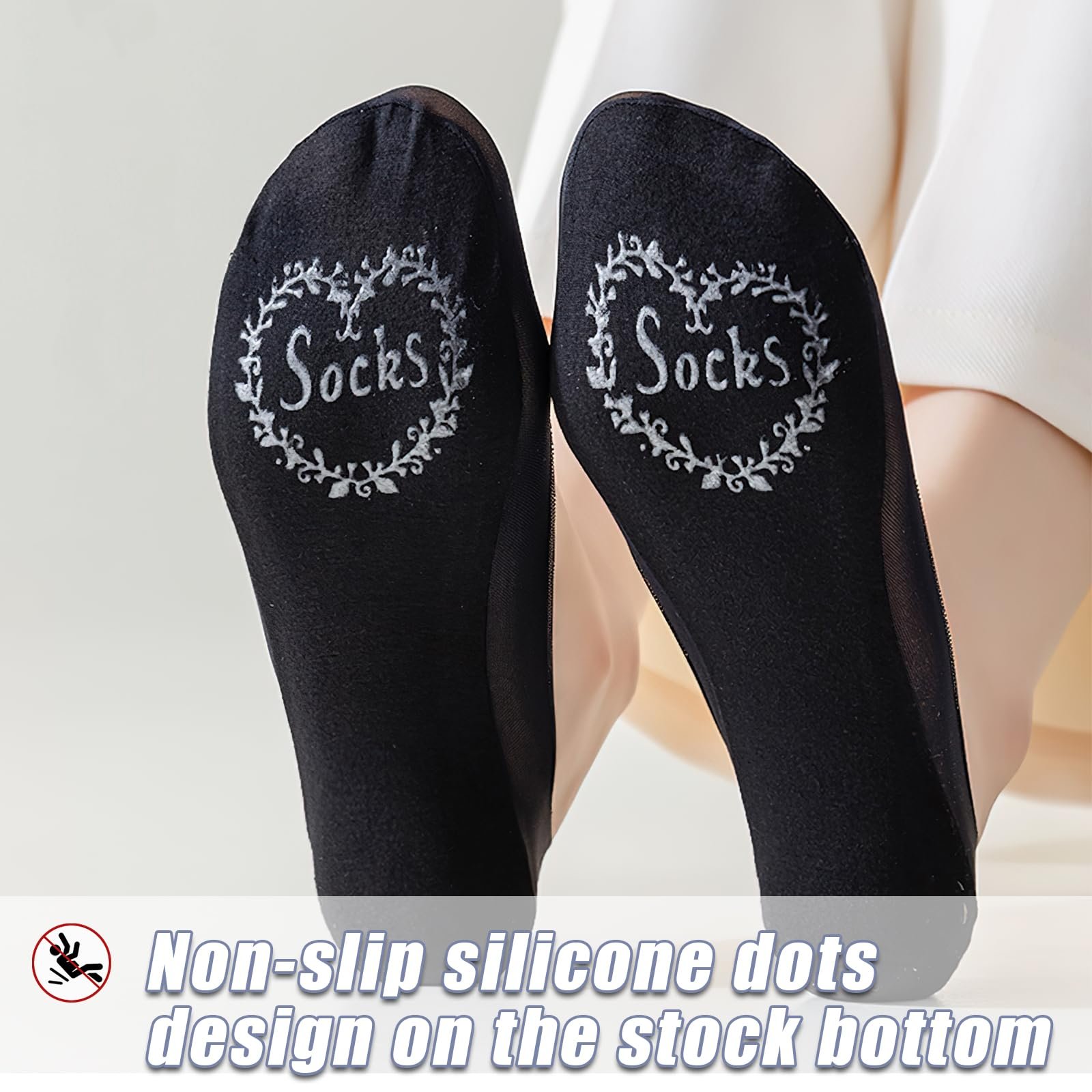 Носки Ultra Invisible женские 6 пар, Ультралегкие дышащие низкие носки и случайные нескользящие носки, Носки-балетки для лоферов, плоской обуви, Nude*6, фото №4