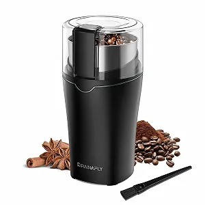 Электрическая мельница для специй, кофемолка электрическая 300 Вт для кухни, со съемной камерой из нержавеющей стали, до 12 чашек, для кофейных зерен, специй, трав, семян льна и орехов (серая) - Фото 1