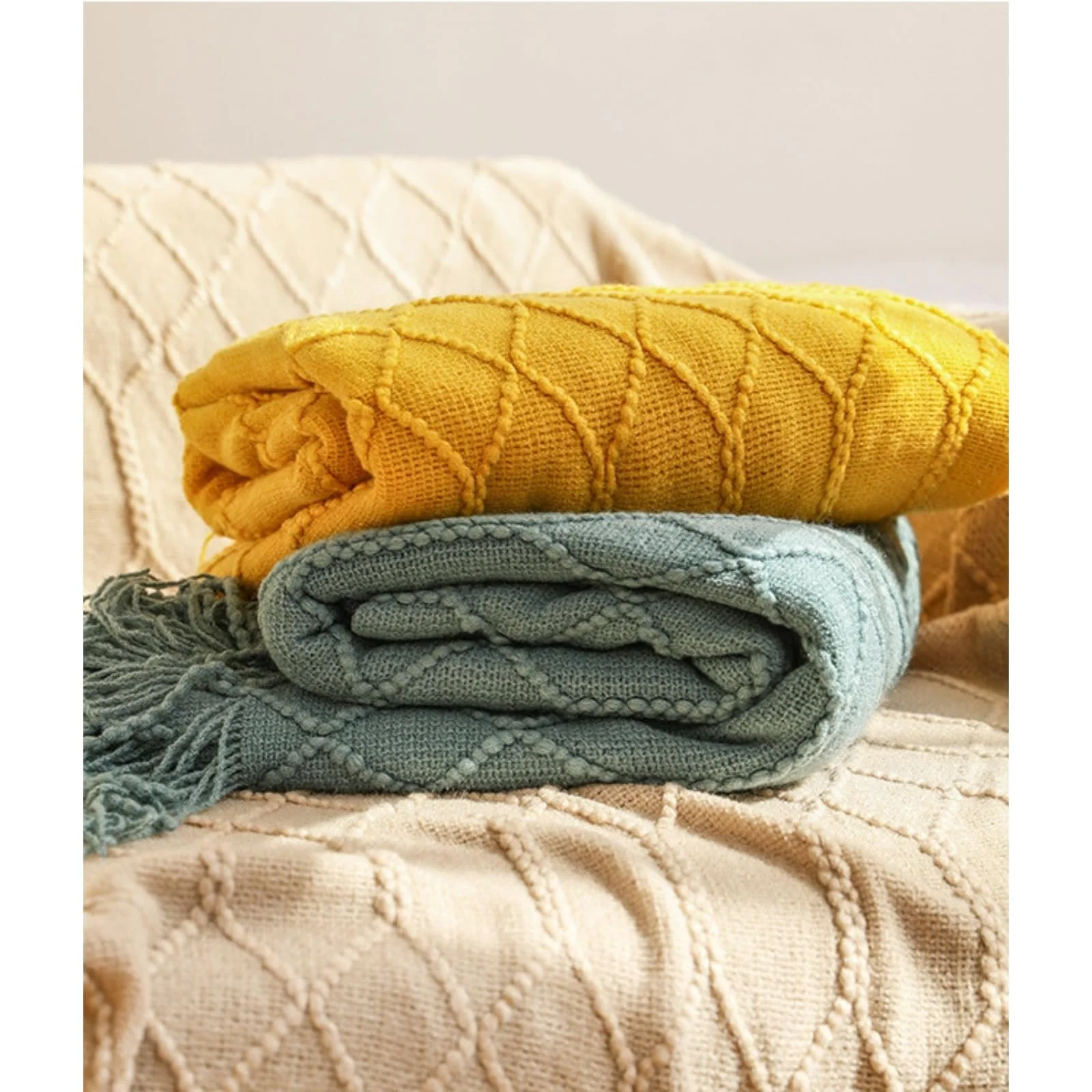 В'язана Покривало AQCQDQ Boho Зелений 127 x 152 см, фото №2 В'язана Покривало AQCQDQ Boho Зелений 127 x 152 см, фото №2