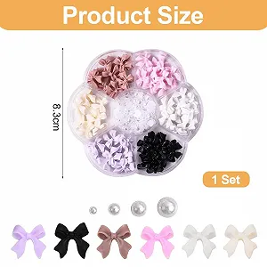 Набор для украшения ногтей Sanding, 3D Подвески-бантики, DIY украшения, Стразы для ногтей Разноцветный synthetic.ua - Фото 1