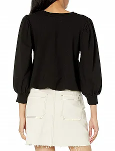 Женский свитшот с короткими рукавами-буфами The Drop LEONA, французский махровый трикотаж synthetic.ua - Фото 1