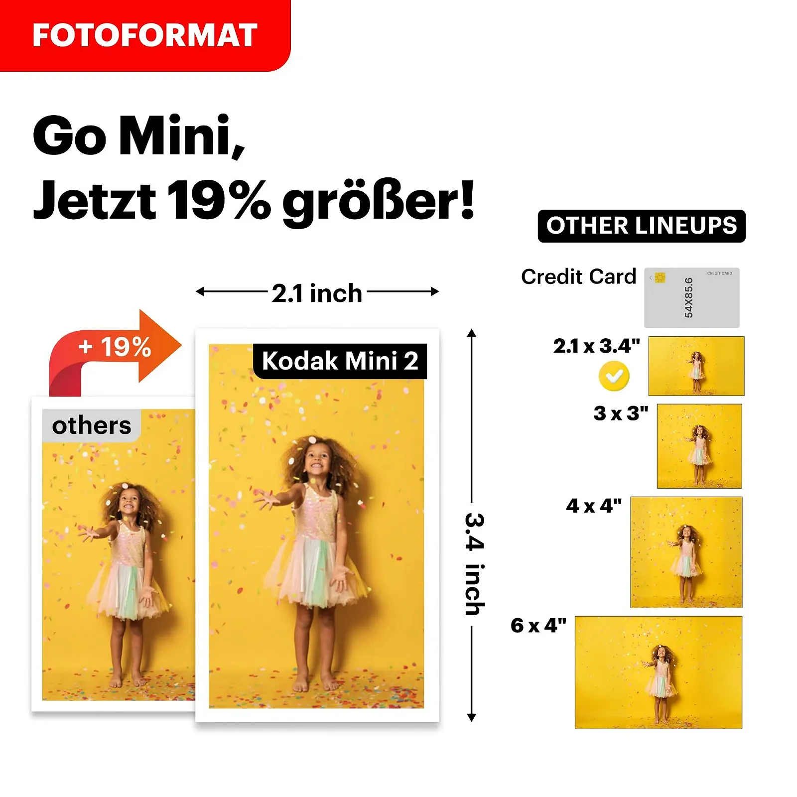 Камера мгновенной печати и фотопринтер 2-в-1 KODAK Retro Mini Shot 2 4PASS 5.3 x 8.6 см с набором 68 листов Желтая, фото №5