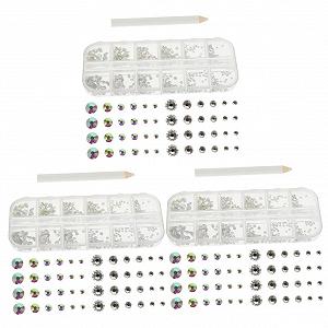 Стразы для ногтей Healeved, 3 набора, для украшения ногтей, бриллианты для лица, украшения для ногтей, бриллианты для рукоделия, большое количество наклеек для ногтей, ювелирные изделия - Фото 1