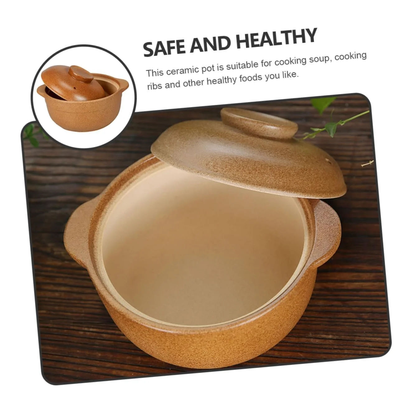 Каструля керамічна з кришкою термостійка кислотостійка, фото №5