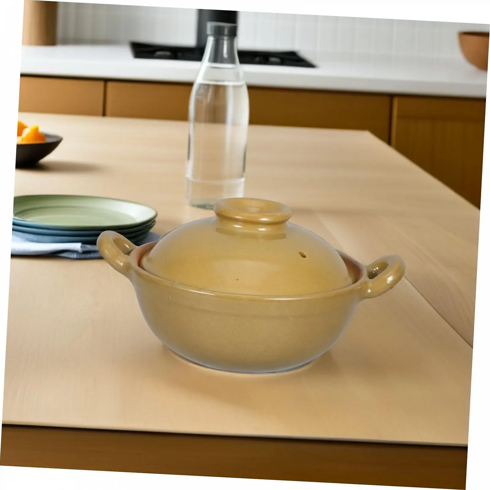 Горшок глиняный традиционный с двойными ручками термостойкий антипригарный 500 мл, фото №8