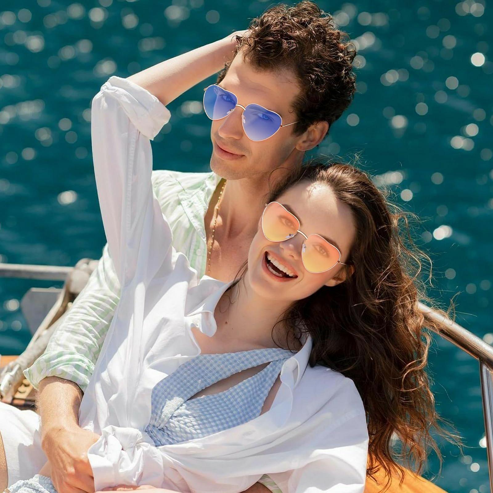 Сонцезахисні Окуляри Серце Kiiwah 3 Пари Ретро Рожевий, блакитний, фото №4