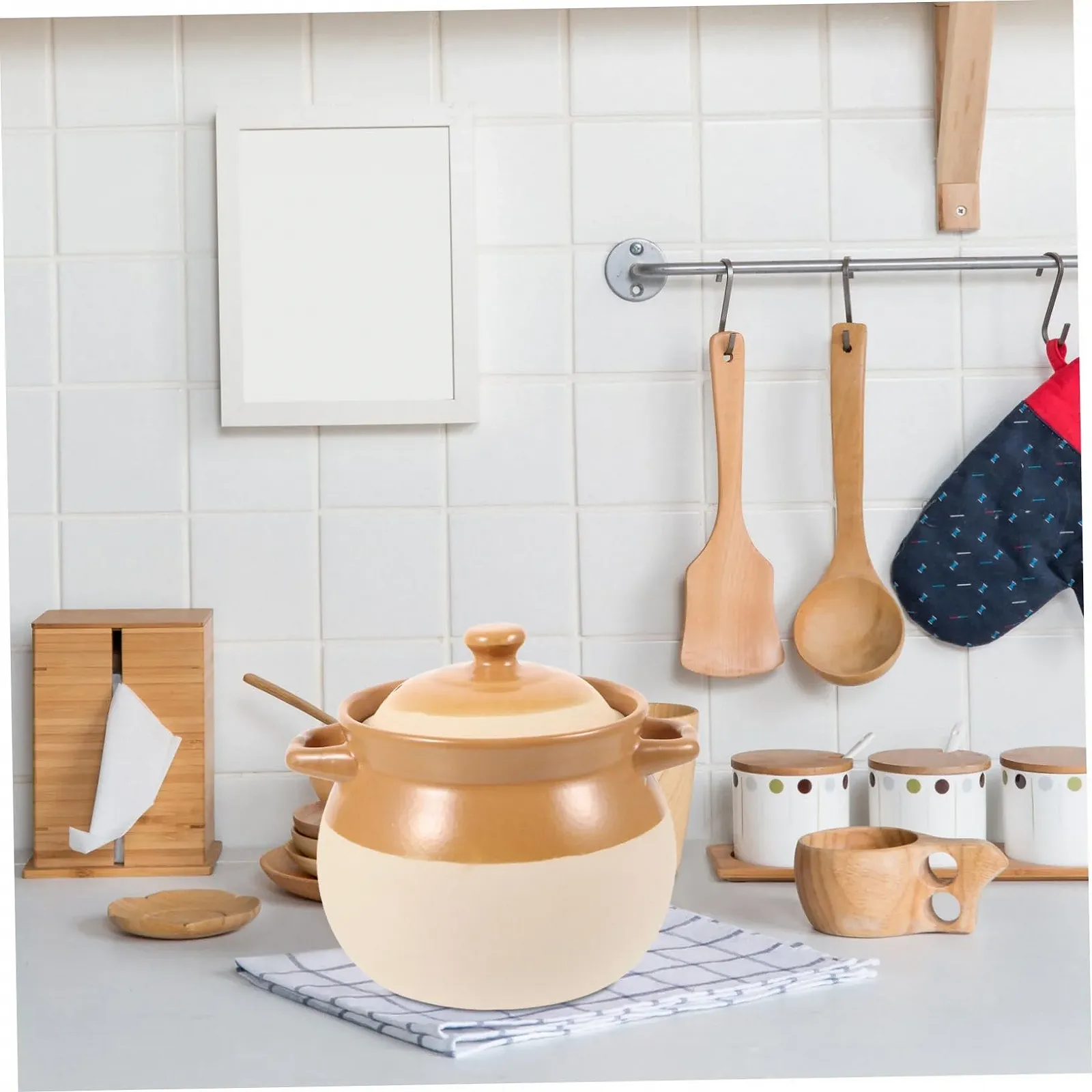 Керамическая кастрюля Mobestech Винтажная с двойными ручками для дома и ресторанов, фото №8