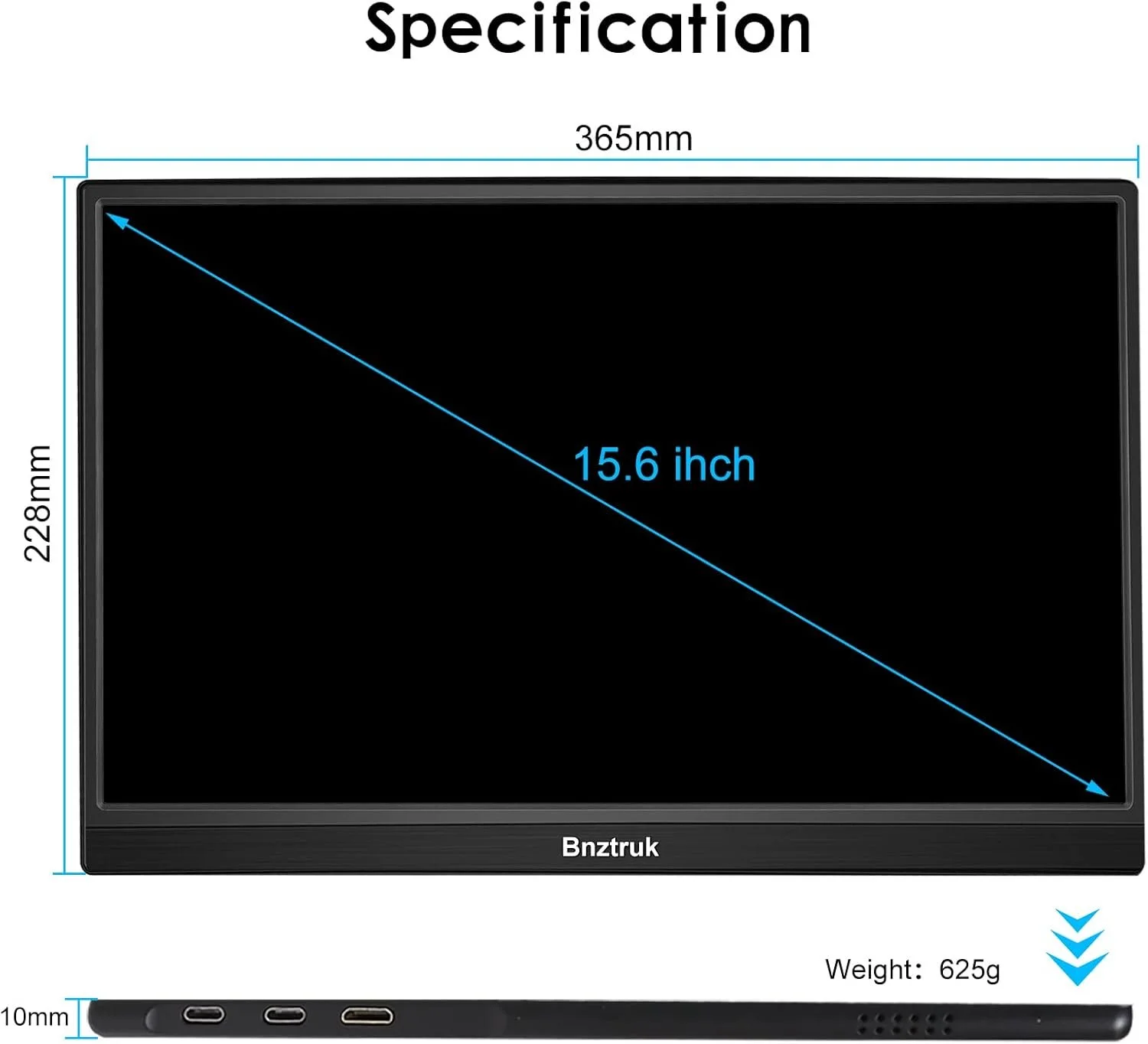 Монитор портативный сенсорный 15.6" Bnztruk Full HD IPS 60 Гц, фото №3 Монитор портативный сенсорный 15.6" Bnztruk Full HD IPS 60 Гц, фото №3