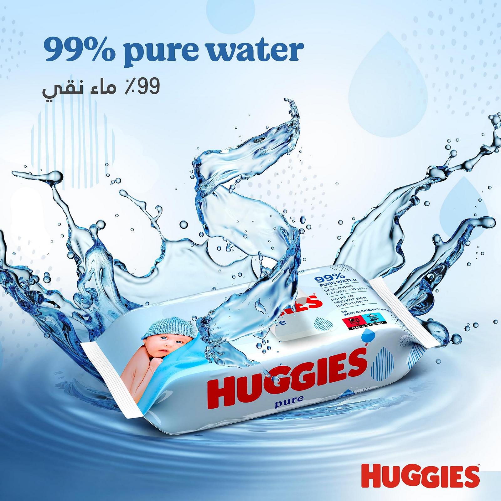 Влажные салфетки Huggies Pure, образец, 56 штук, фото №3