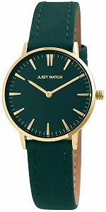 Женские часы Just Watch, зеленый ремешок из натуральной кожи, кварцевые часы с золотистым корпусом, диаметр 33 мм, минеральное стекло, застежка-пряжка, водонепроницаемость 3 Bar, классические часы для женщин - Фото 1