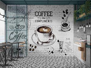 3D Обои 150 x 105 см Кафе - Фото 1