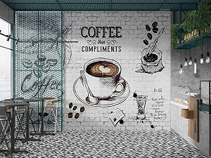 3D Шпалери 150 x 105 см Кафе - Фото 1