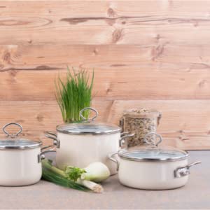 Сковорода Riess Nouvelle-Avorio Top 3000 Эмалированная Диаметр-28 см Молочно-коричневая, фото №3 Сковорода Riess Nouvelle-Avorio Top 3000 Эмалированная Диаметр-28 см Молочно-коричневая, фото №3