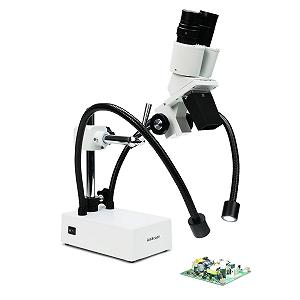Микроскоп стереоскопический AmScope SE420-2L 20x с фиксированным объективом, с двойной светодиодной подсветкой на гибкой стойке synthetic.ua - Фото 1