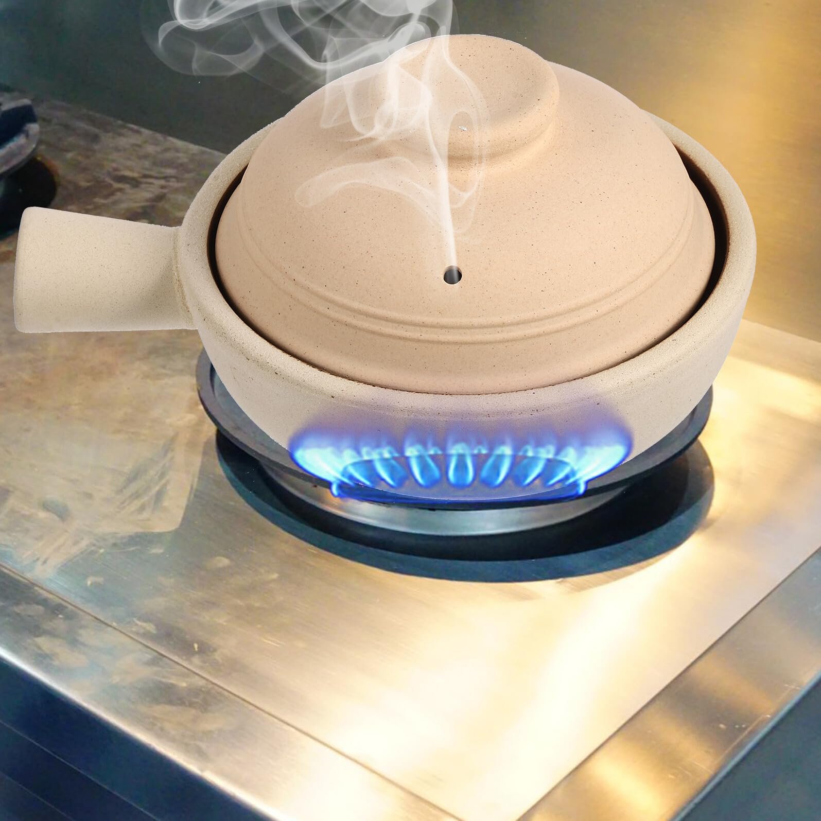 Керамический горшок для супа с одной ручкой и крышкой термостойкий для дома, фото №7