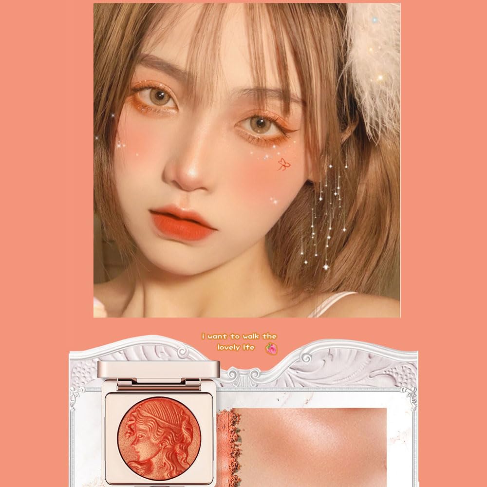 Палітра рум'ян LXCJZY Embossed Smooth Powder для щік Апельсин 2 шт., фото №3