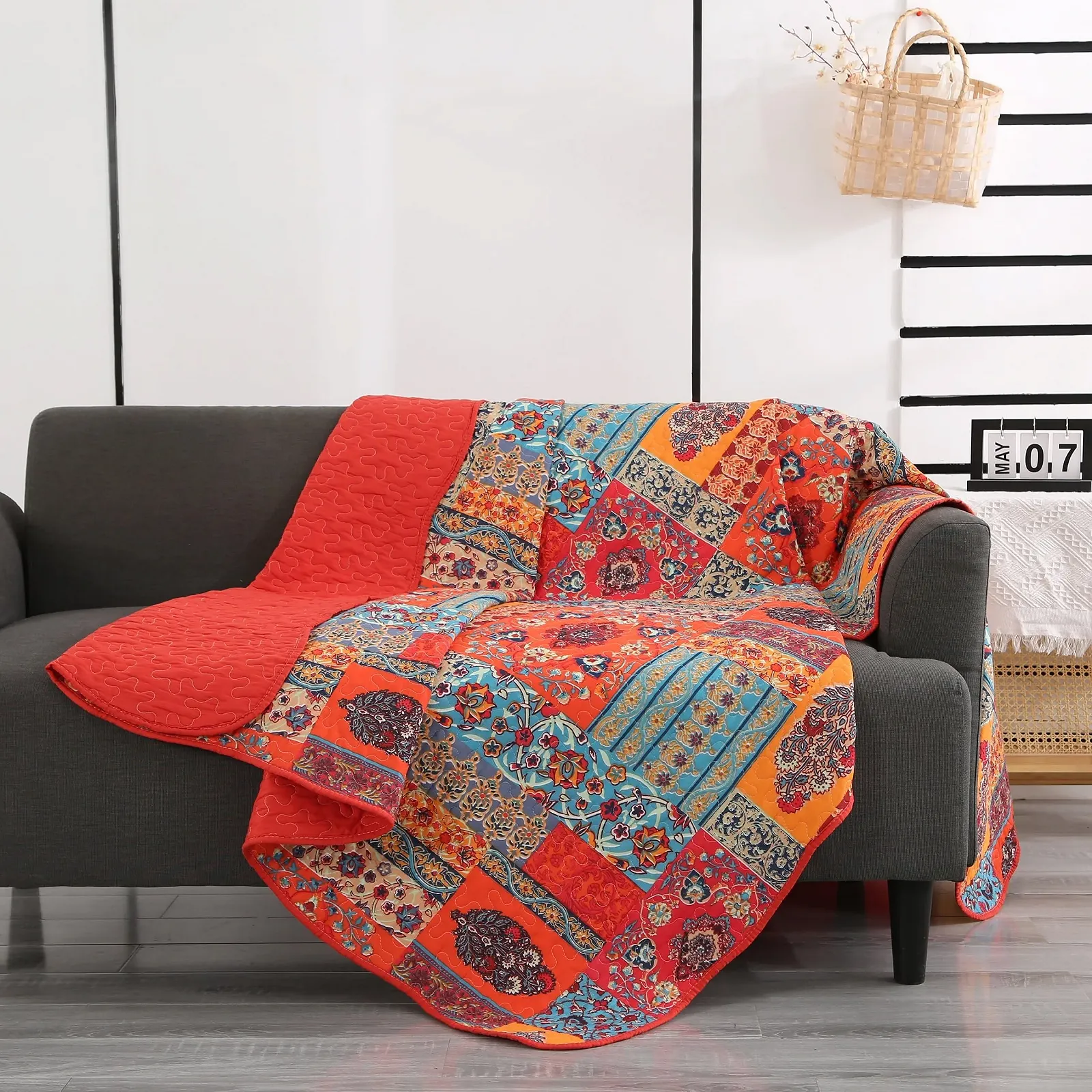 Покривало Qucover Печворк 140 x 200 см Багатокольоровий, фото №8