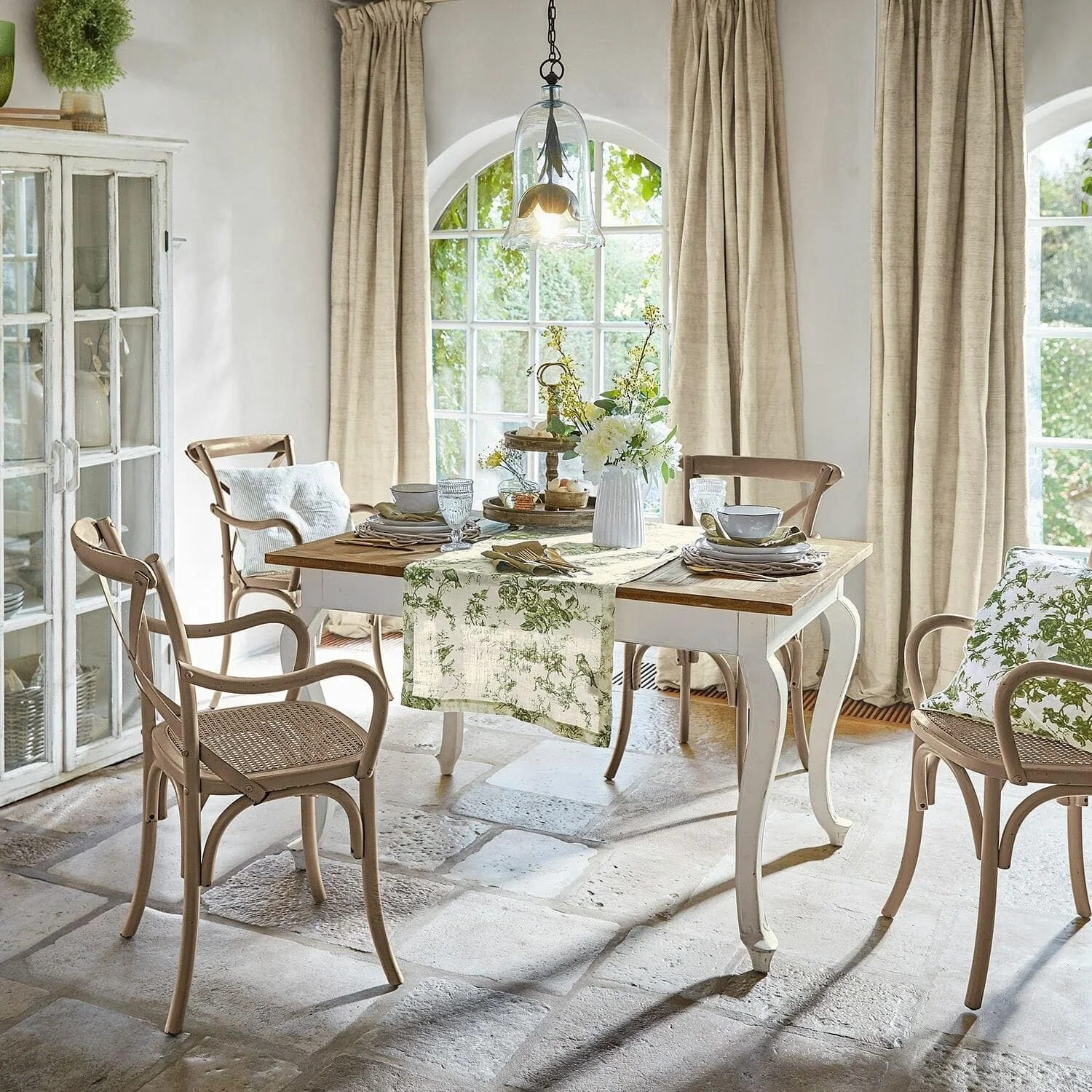 Ранер для столу LOBERON Mercier Country House Style Botanical Green/White, фото №3