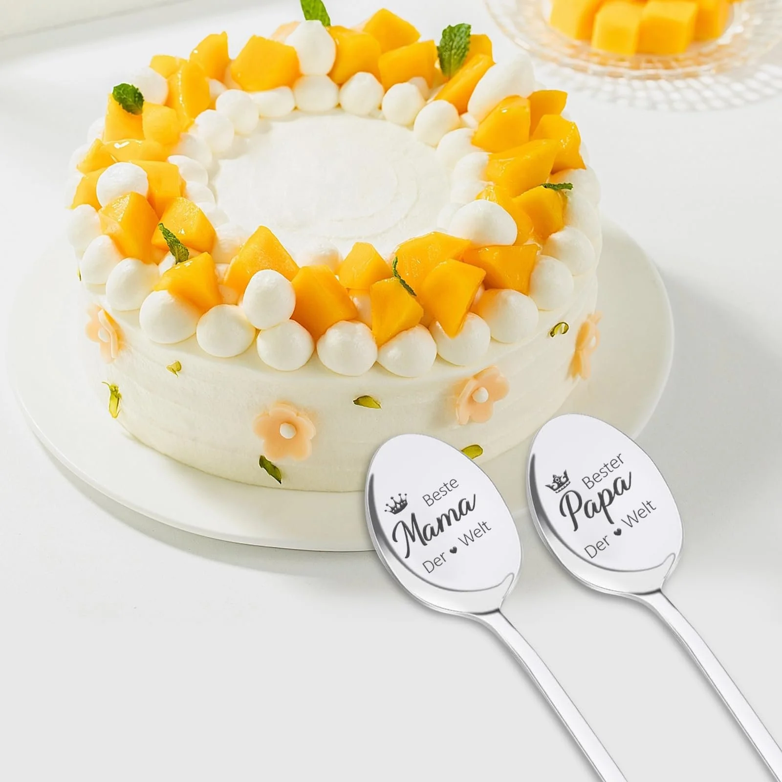 Ложка кавова з гравіюванням Bester Mama und Papa der Welt, нержавіюча сталь, набір 2 шт., фото №7