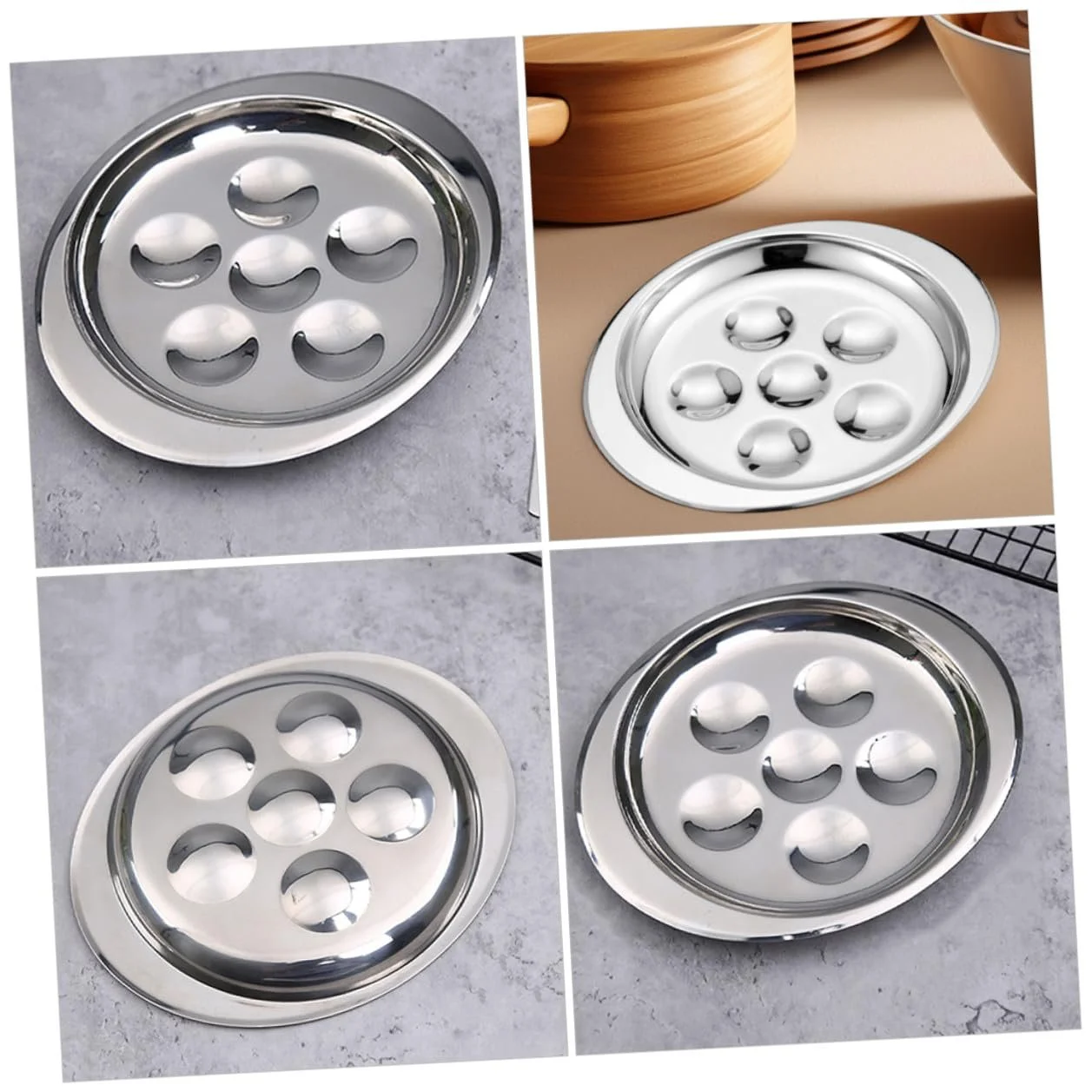 Блюдо для равликів VANZACK 2 шт. нержавіюча сталь термостійке з великим відділенням для запікання та відділенням для яєць, фото №8