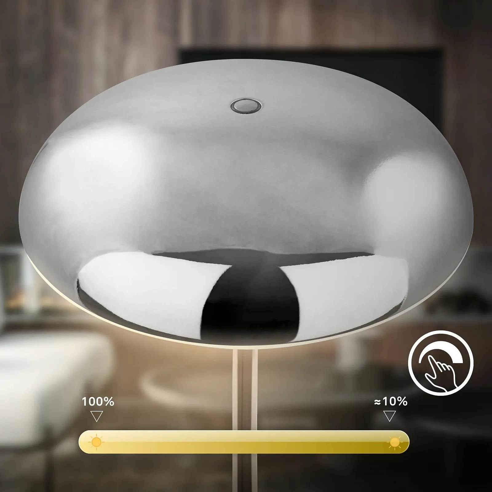 Светодиодная настольная лампа BRILONER Беспроводная IP44 Сенсорная Аккумуляторная Хром 19.5 x 30.5 см, фото №6