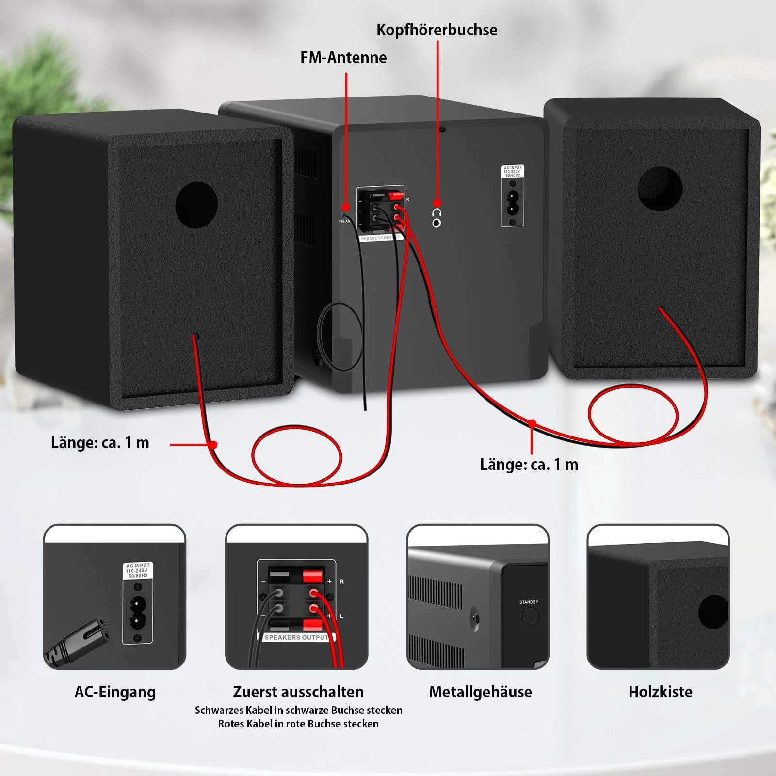 CD-система HANLIM Mini Component 30 Вт RMS CD-проигрыватель FM/Bluetooth Совместимый/USB/AUX/Дистанционное управление/Разъем для наушников, фото №6