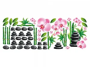Набір наклейок на стіну GRAZDesign Bathroom Wellness Massage Stones Bamboo and Orchid Flowers 150 x 57 см - Фото 1