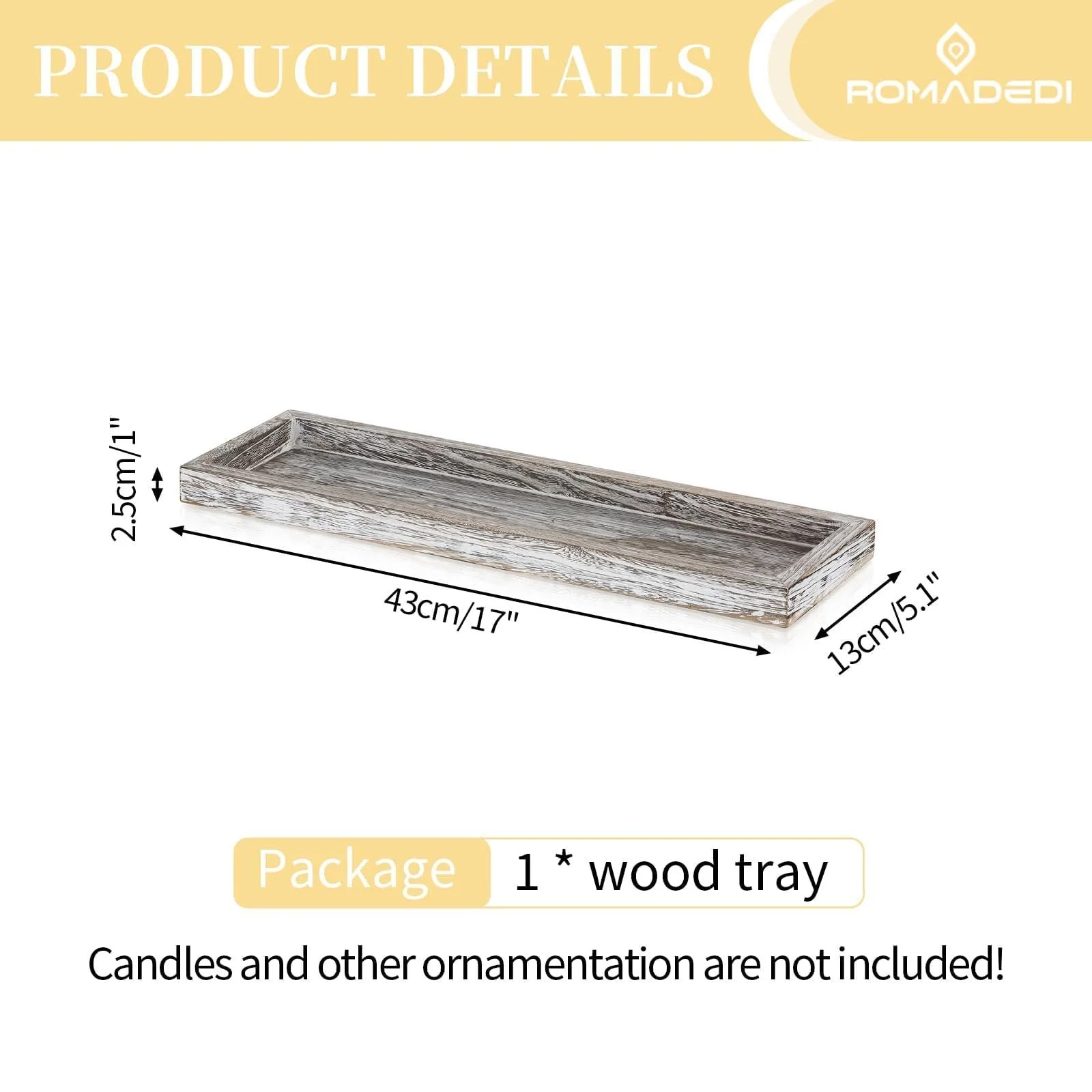 Піднос дерев'яний прямокутний Romadedi 43 см для декорування столу, кавового столика, кухні, вітальні, фото №4 Піднос дерев'яний прямокутний Romadedi 43 см для декорування столу, кавового столика, кухні, вітальні, фото №4