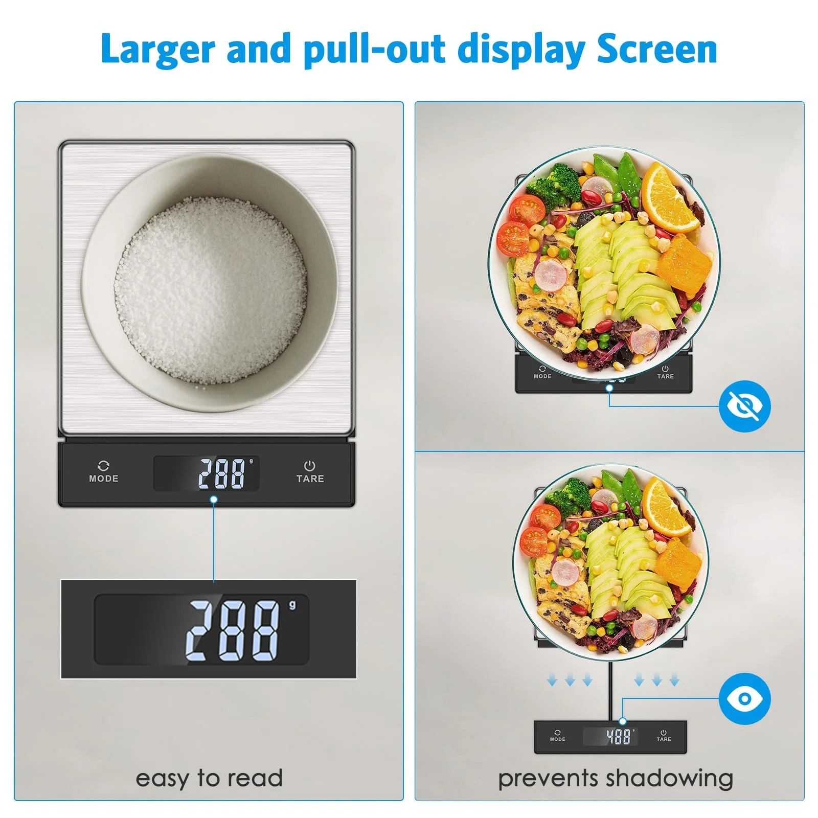Цифрові кухонні ваги Brifit 10кг Висувний дисплей 1г Нержавіюча сталь, фото №4