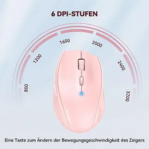 Миша Bluetooth TECKNET Бездротова 3200 DPI 6 рівнів DPI Рожевий synthetic.ua - Фото 1