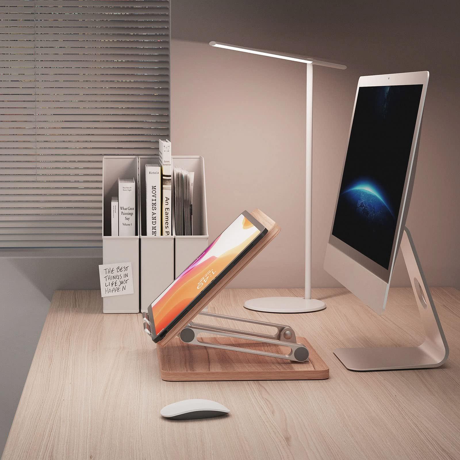 Підставка для ноутбука Holzlaptop, колір темного дерева, для офісу. Регульована, фото №7