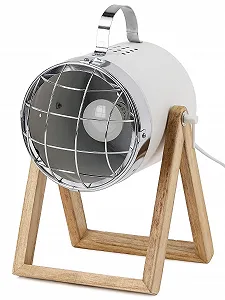 Настільна лампа BRUBAKER Industrial 42 см дерев'яна основа метал Біла - Фото 1