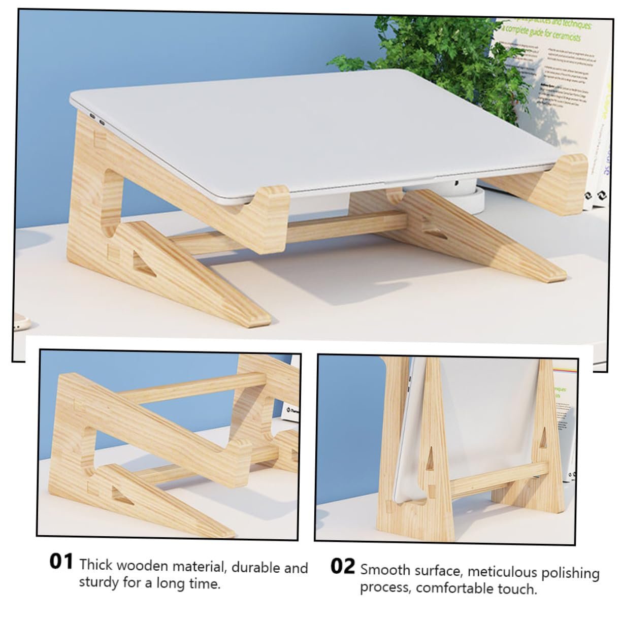 Подставка для ноутбука Деревянная Массивная Эргономичная Подставка для ноутбука для лучшей осанки и комфорта, фото №9 Подставка для ноутбука Деревянная Массивная Эргономичная Подставка для ноутбука для лучшей осанки и комфорта, фото №9