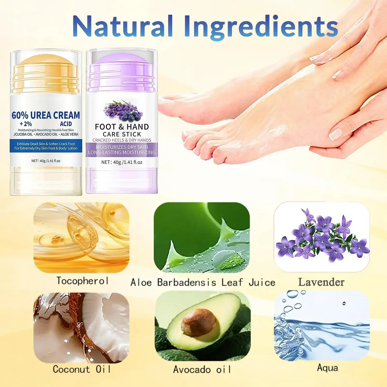Набор для ухода за ногами: крем с мочевиной 60% и бальзам-стик с лавандой 2 шт, фото №6