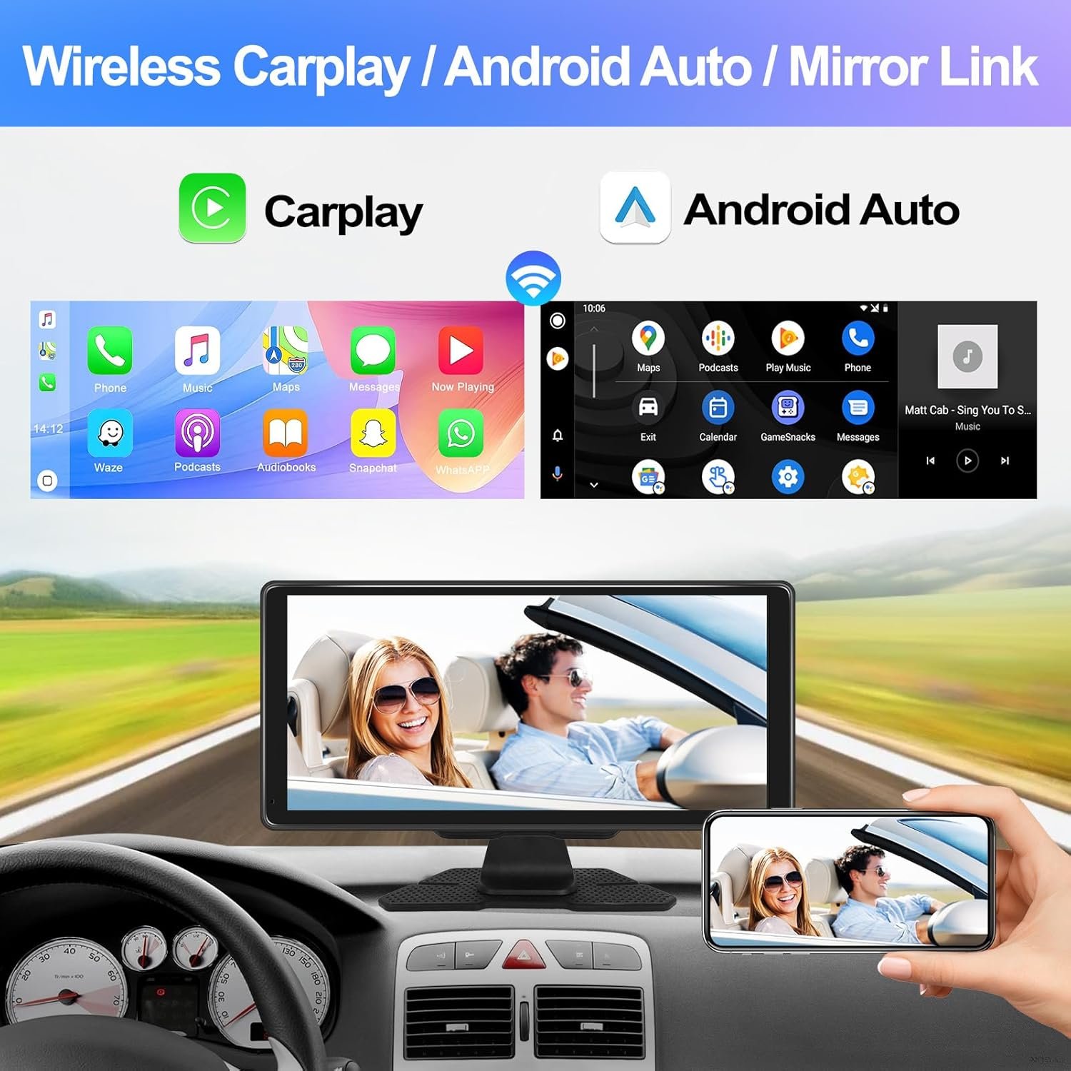 Автомагнітола CAMECHO A3370-AM39DE-C214 / 10.36" / Сенсорна / Apple CarPlay / Android Auto / Bluetooth / AUX / USB, фото №7