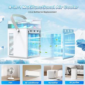 Мобільний кондиціонер 5-in-1 Portable Mini without Exhaust Hose with Spray and Night Light synthetic.ua - Фото 1