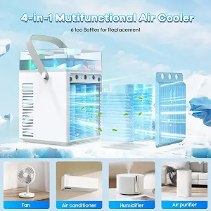 Мобильный кондиционер 5-in-1 Portable Mini without Exhaust Hose with Spray and Night Light synthetic.ua - Фото 1