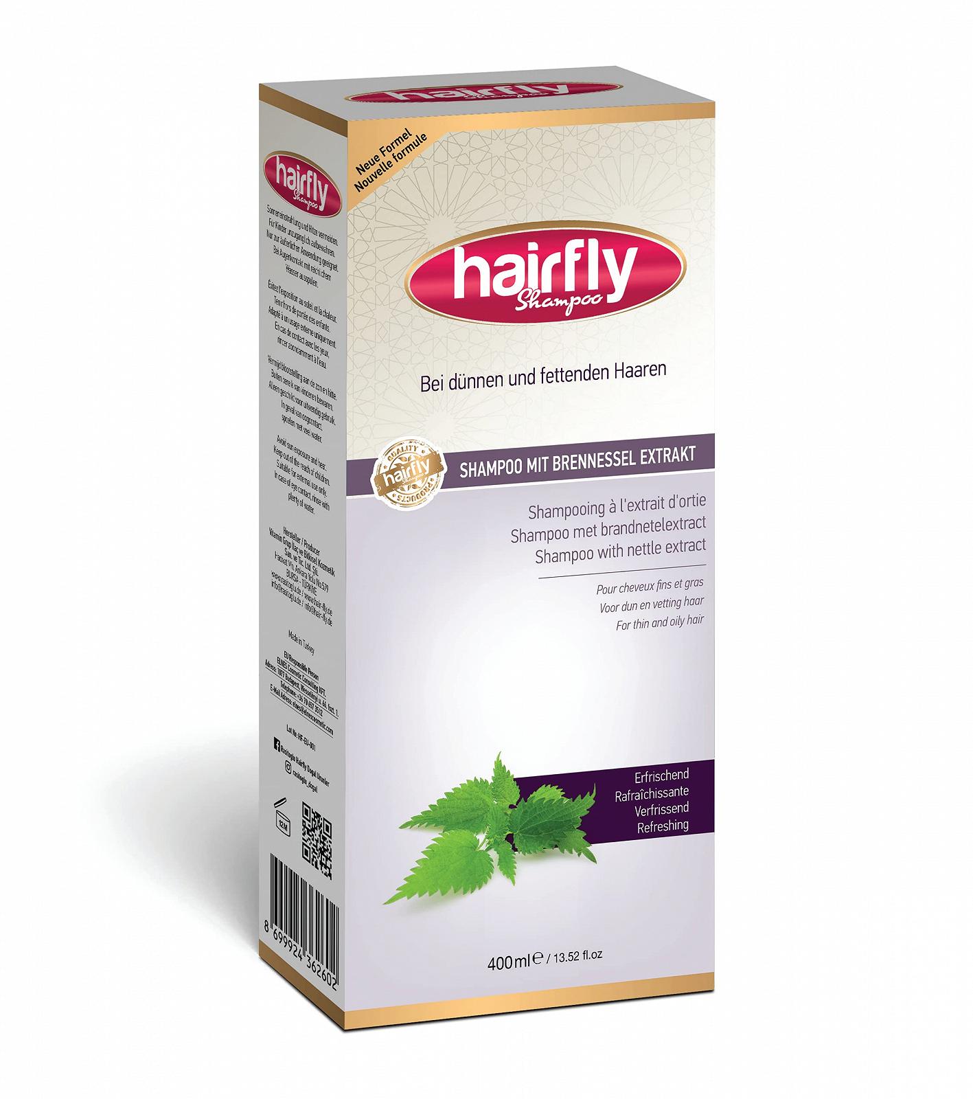 Шампунь Hairfly з екстрактом кропиви для росту волосся, з високим вмістом заліза, кремнію та магнію, для догляду за шкірою голови, протизапальний, проти лупи, зміцнює волосся, фото №1