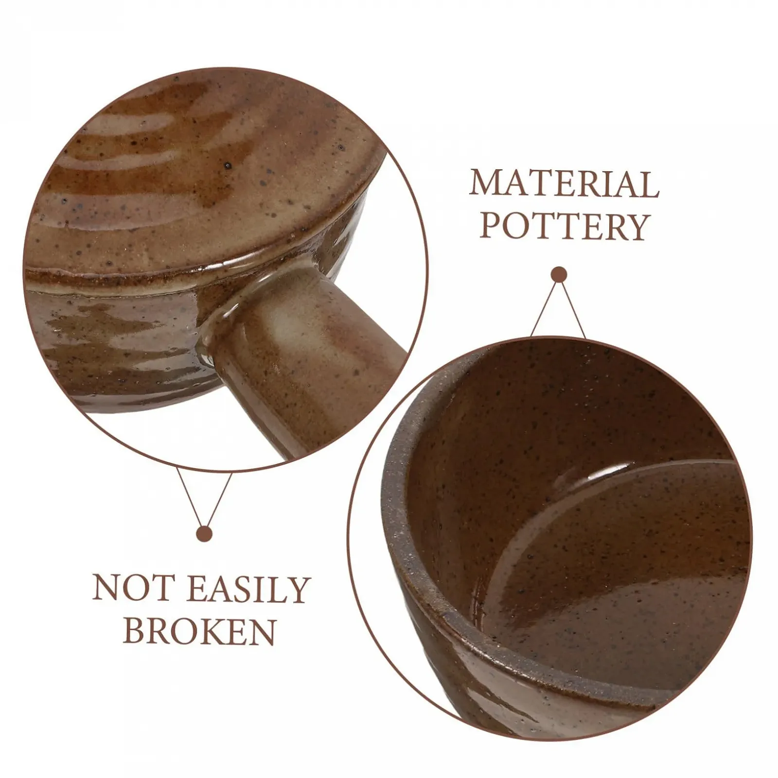 Кастрюля-кассероль керамическая глиняная с крышкой и ручками Антипригарная Коричневая, фото №3