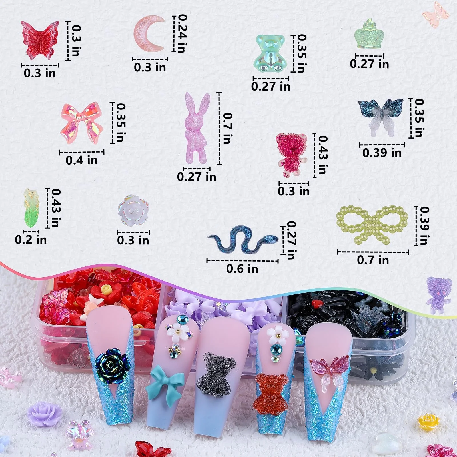 3D Квітка Метелик Бантик Кролик Самоцвіти для нігтів, фото №3