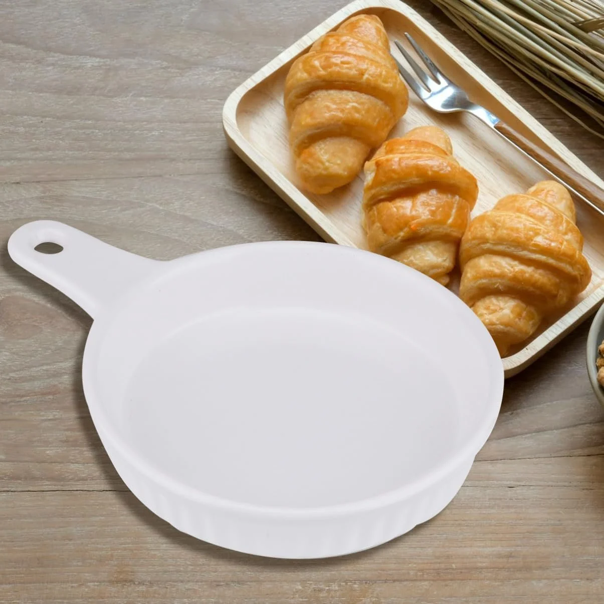 Форма для запекания Круглая с одной ручкой Белая Керамика, фото №3