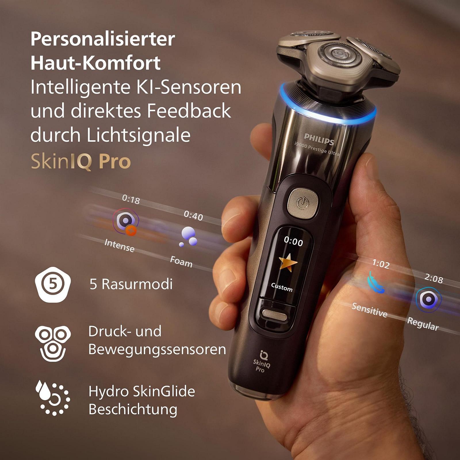 Електробритва Philips i9000 Prestige Ultra XP9405/31 для вологого та сухого гоління, датчик тиску та руху, тример, станція очищення, зарядна станція, дорожній футляр Black, фото №6
