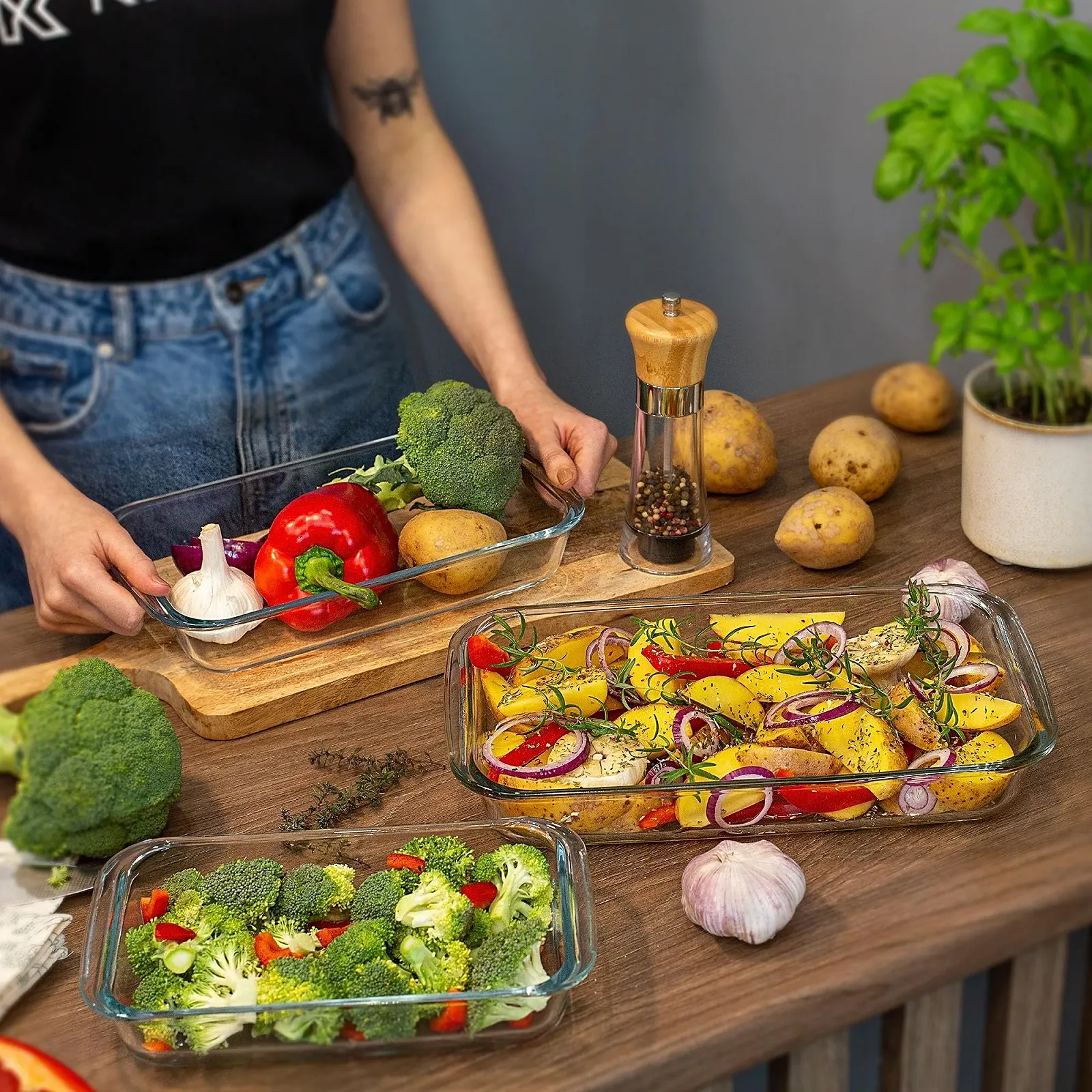 Форма для запікання KADAX прямокутна 6 л з термостійкого скла з кришкою прозора, фото №8