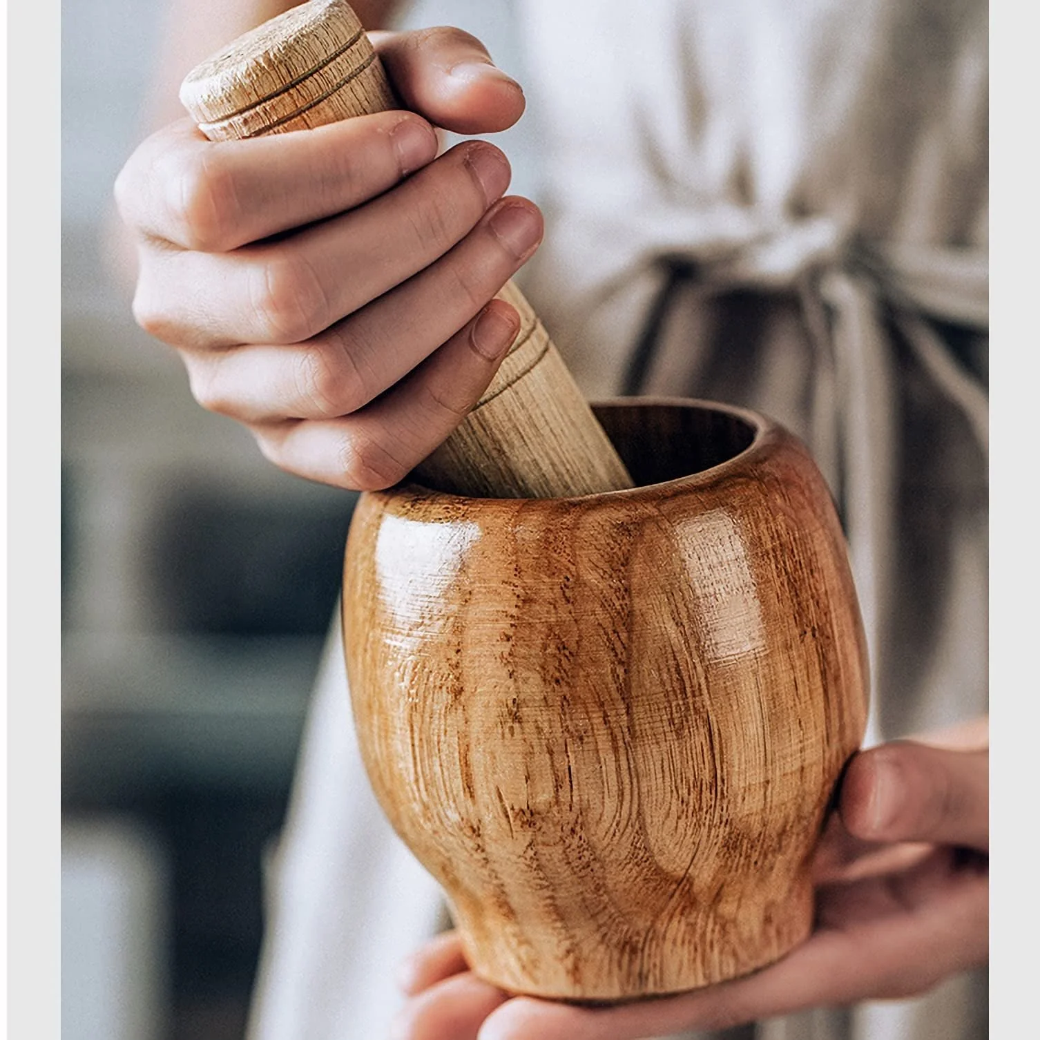 Ступка з товкачиком дерев'яна, фото №3