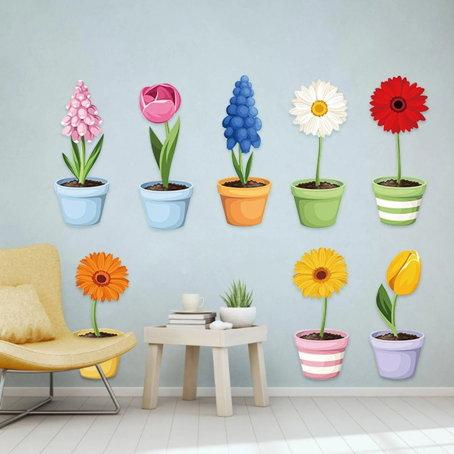 Настінні наклейки Flower Pot 2 набори 30 x 90 см Кольорові, фото №5